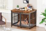 Furniture dog crate sliding iron door