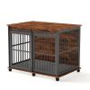 Furniture dog crate sliding iron door